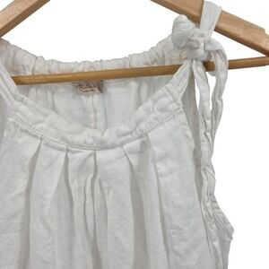Bellambi Made in Italy White Linen Sleeveless Tie Strap Tank Top